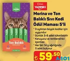 KİWİ YAMMİES MORİNA VE TON BALIKLI SIVI KEDİ ÖDÜL MAMASI 5'Lİ